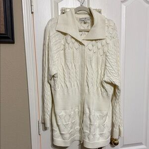 Coldwater Creek Cream Cable Knit Cardigan